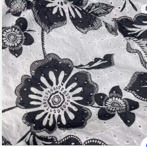 Anthropologie Maeve Floral  Black and White Eyelet Crop Top - Picture 2 of 14